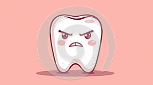 A cartoon tooth with a frown on its face, AI