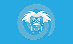 Cartoon tooth shape dentist logo vector icon illustration design