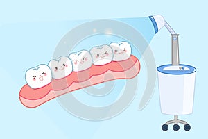 Cartoon tooth with whiten concep photo