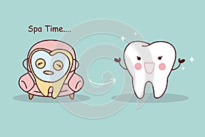 Cartoon tooth whiten concept photo