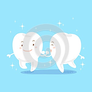 Cartoon tooth with whiten photo