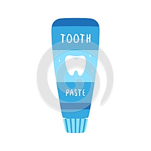 Cartoon toothpaste tube isolated on white background