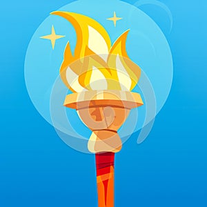 Cartoon of torch with fire coming out of it's mouth. AI