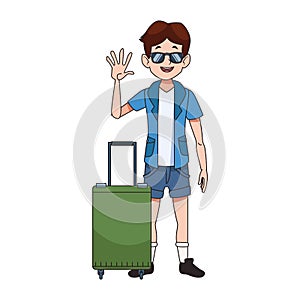 Cartoon tourist with sunglasses design