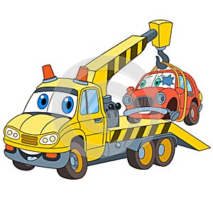 Cartoon tow truck evacuator