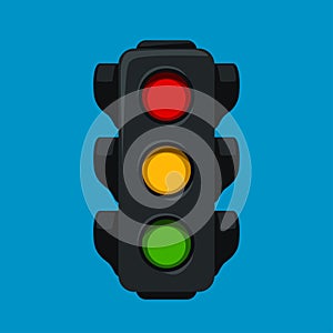 Cartoon traffic light on blue