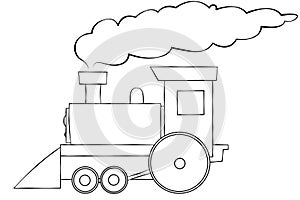 Cartoon Train Line Art