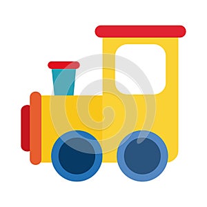 Cartoon train toy object for small children to play, flat style icon