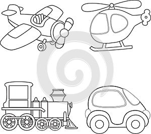 Cartoon transport. Coloring book.