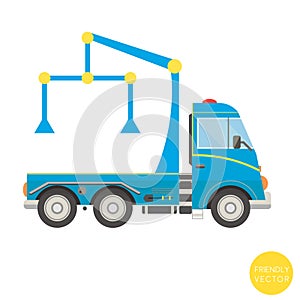 Cartoon transport. Tow truck illustration. View from side.