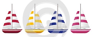Cartoon travel boat, sailboat collection