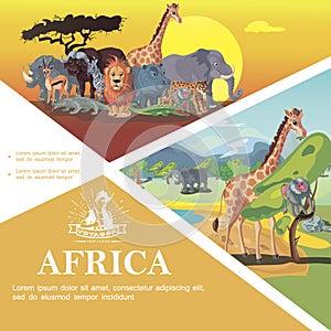 Cartoon Travel To Africa Colorful Template