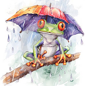 Cartoon Tree frog colorful illustration