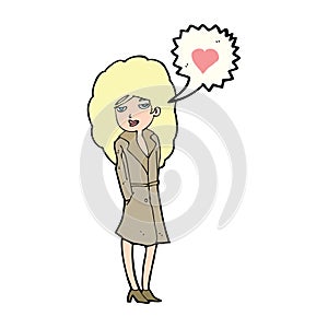 cartoon trenchcoat wearing woman in love photo