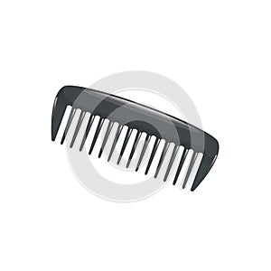 Cartoon trendy plastic black hair comb icon isolated on white background. Professional salon accessories