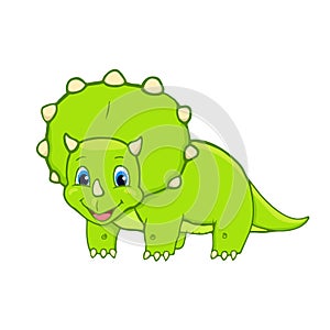 Cartoon Triceratops Cute Little Baby Dinosaur. Vector