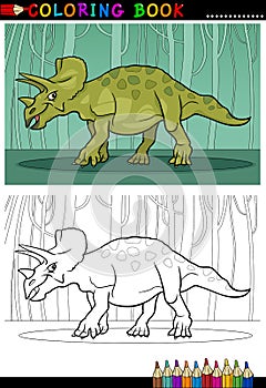 Cartoon triceratops dinosaur for coloring book