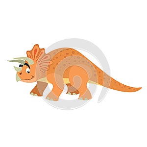 Cartoon triceratops. Flat simple style herbivore dinosaur. Jurassic world animal. Vector illustration for kid education or party d photo