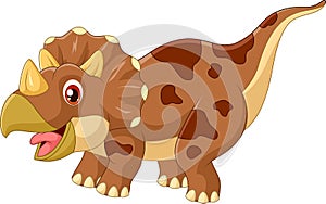 Cartoon triceratops three horned dinosaur illustration