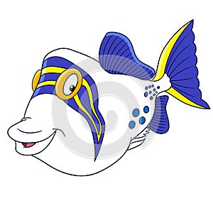 Cartoon triggerfish fish