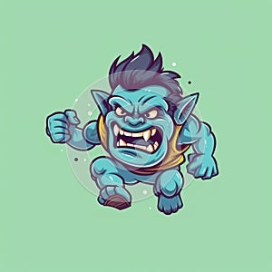 A cartoon troll with a big grin on his face. Generative AI image.