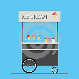 Cartoon trolley with ice cream