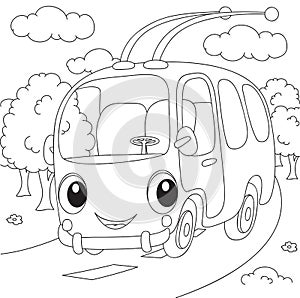 Cartoon trolleybus. Vector illustration photo