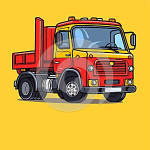 Cartoon truck trailer isolated vehicle vector