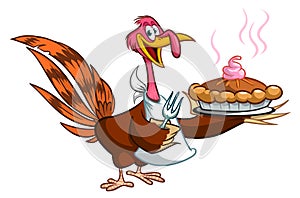 Cartoon happy cute thanksgiving turkey bird. Vector illustration isolated. Design for Thanksgiving Day