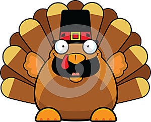 Cartoon Turkey Happy With Pilgrims Hat