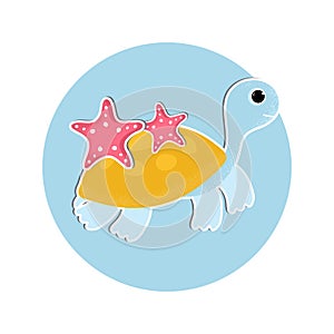 Cartoon turtle icon in modern flat style