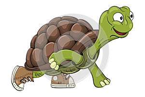 Cartoon turtle in sneakers