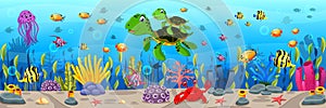 Cartoon turtle underwater