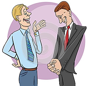 cartoon two lawyers or businessmen talking or negotiating