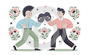 A cartoon of two men boxing.