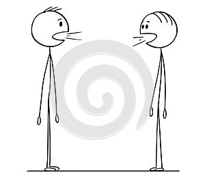 Cartoon of Two Men Conversation, Both Talking in Same Time