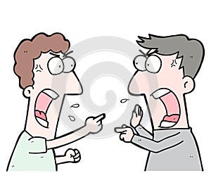 Cartoon two people arguing photo