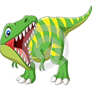 Cartoon Tyrannosaurus Rex roaring on white background