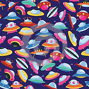 Cartoon UFO Seamless Pattern Background