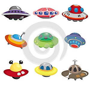 Cartoon ufo spaceship icon set