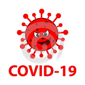 Cartoon ugly character of coronavirus