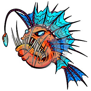 Cartoon Ugly and Evil Deep Sea Angler Fish Cartoon Character