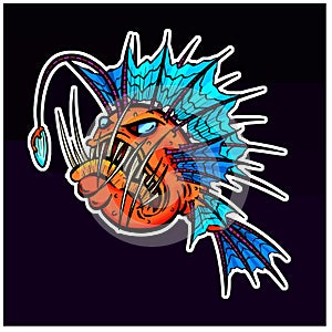 Cartoon Ugly and Evil Deep Sea Angler Fish Cartoon Character