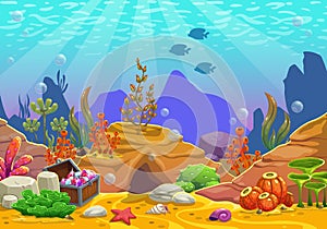 Cartoon underwater background.