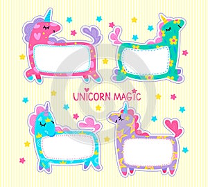 Cartoon unicorn frames for kids