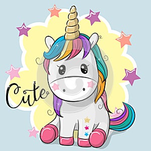 Cartoon Unicorn isolated on a gray background