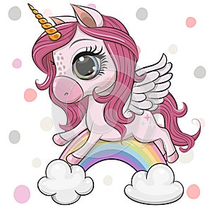 Cartoon Unicorn on the rainbow