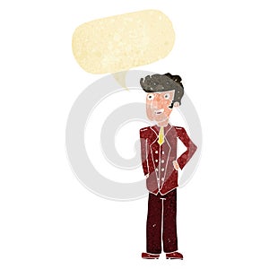 cartoon upperclass man with speech bubble