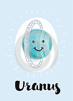 Cartoon Uranus with smiling face