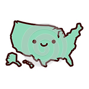 Cartoon USA Map Emoji Icon Isolated